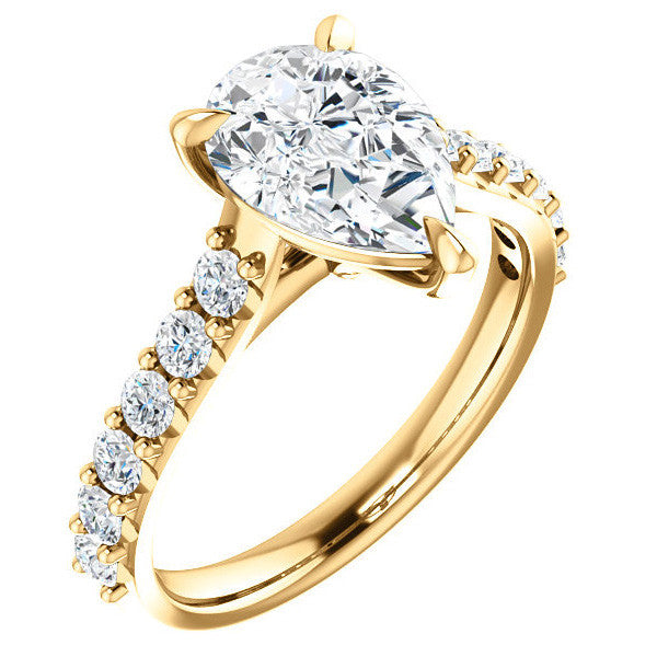 Pear shaped Moissanite Engagement Ring