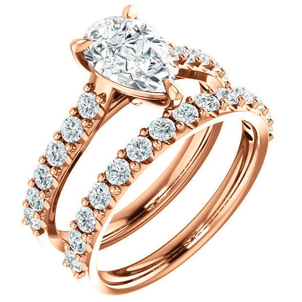 Pear shaped Moissanite Engagement Ring