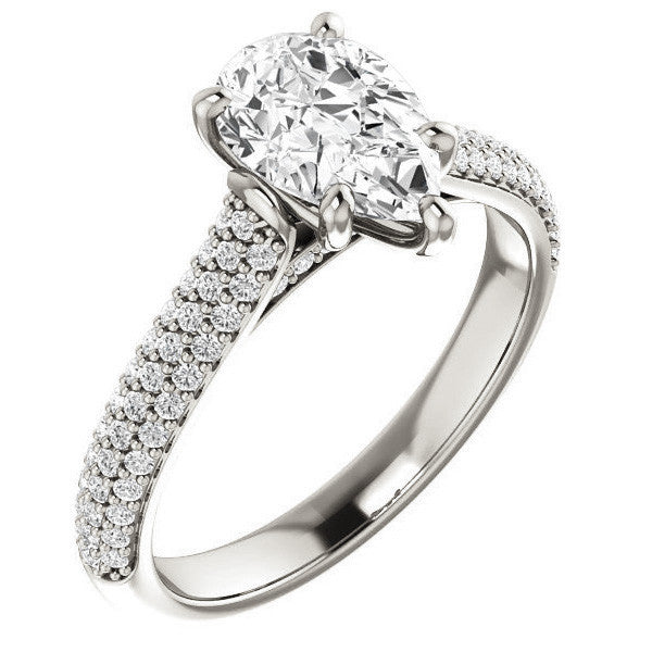 Pear Pave Cathedral Engagement Ring