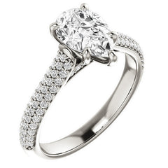 Pear Pave Cathedral Engagement Ring
