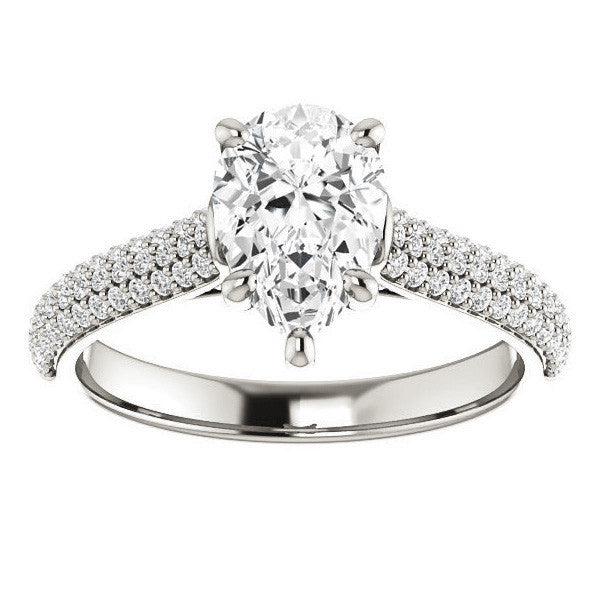 Pear Pave Cathedral Engagement Ring