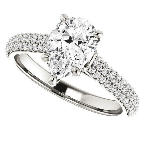 Pear Pave Cathedral Engagement Ring