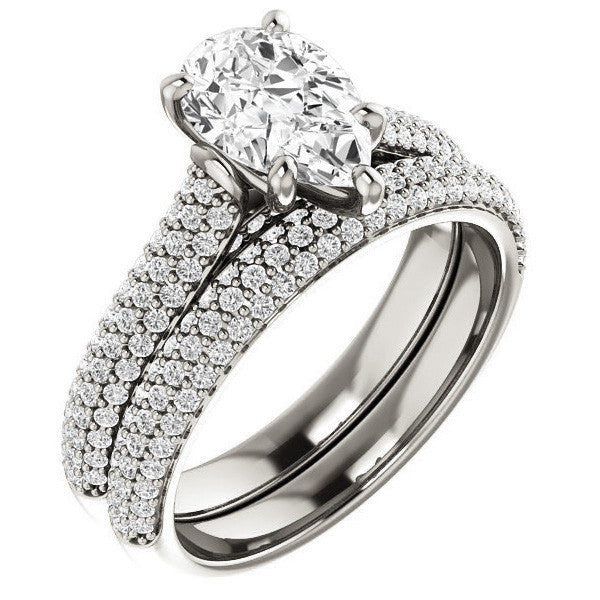 Pear Pave Cathedral Engagement Ring