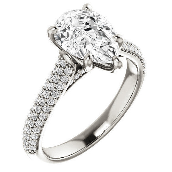Pear Pave Cathedral Engagement Ring