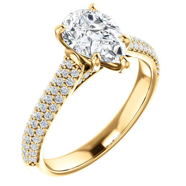 Pear Pave Cathedral Engagement Ring