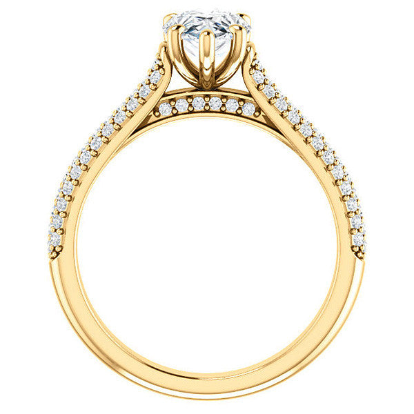 Pear Pave Cathedral Engagement Ring