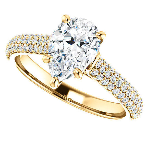 Pear Pave Cathedral Engagement Ring
