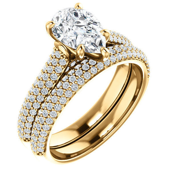 Pear Pave Cathedral Engagement Ring