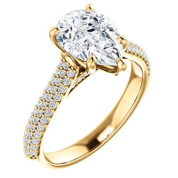 Pear Pave Cathedral Engagement Ring