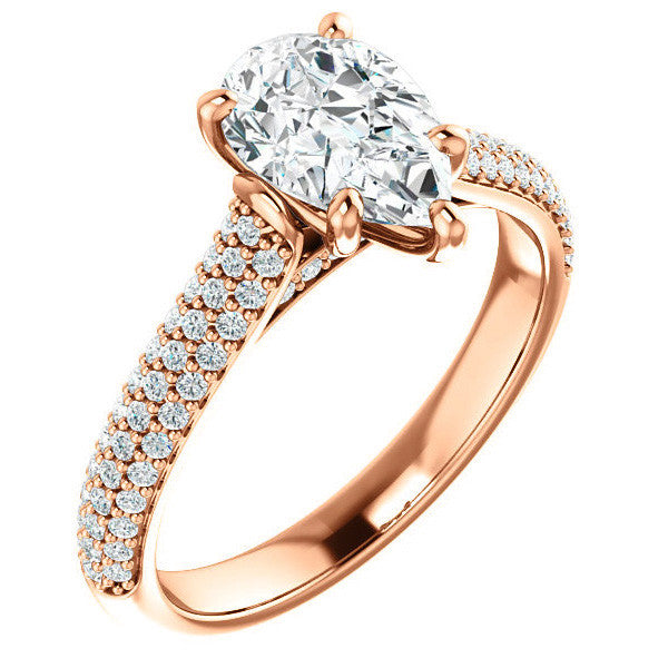 Pear Pave Cathedral Engagement Ring