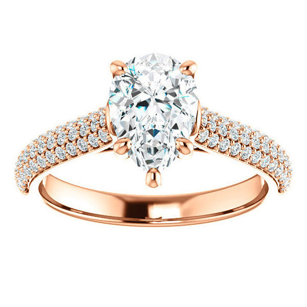 Pear Pave Cathedral Engagement Ring