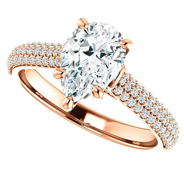 Pear Pave Cathedral Engagement Ring