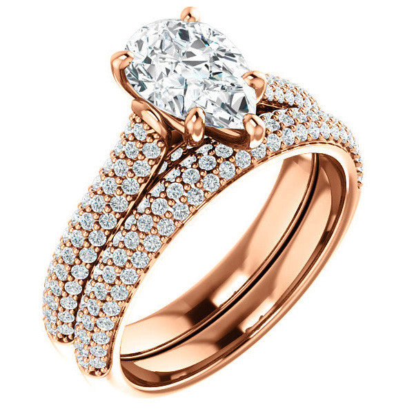 Pear Pave Cathedral Engagement Ring