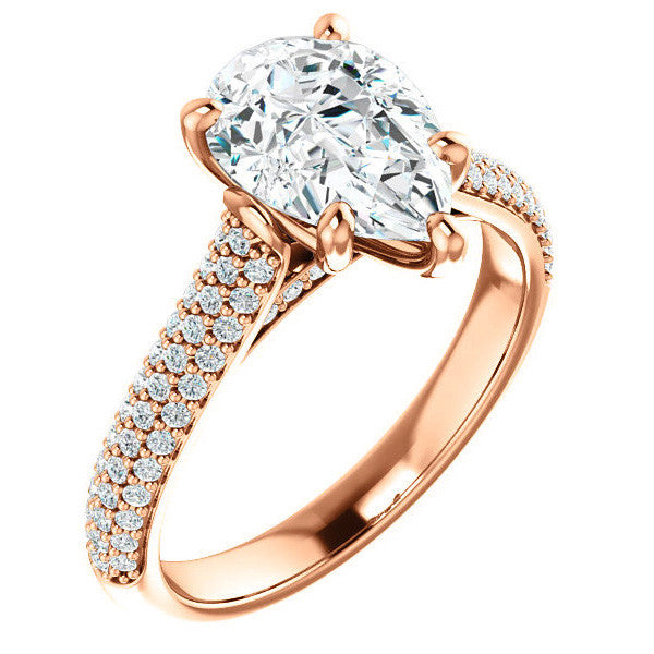 Pear Pave Cathedral Engagement Ring