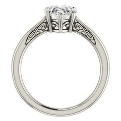 Pear Cut Scroll Moissanite Solitaire Ring