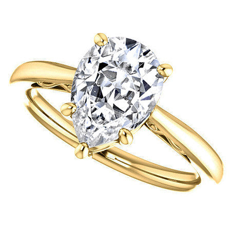 Pear Cut Scroll Moissanite Solitaire Ring