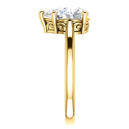 Pear Cut Scroll Moissanite Solitaire Ring