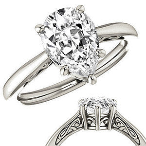 Pear Cut Scroll Moissanite Solitaire Ring