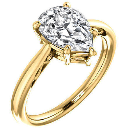 Pear Cut Scroll Moissanite Solitaire Ring