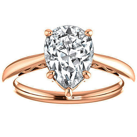 Pear Cut Scroll Moissanite Solitaire Ring