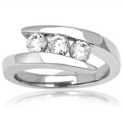 4mm Round Brilliant Moissanite Right Hand Ring, 0.75ct