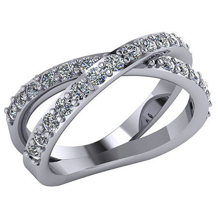Right Hand Ring - X design with Moissanite stones