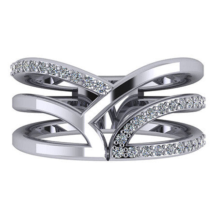 Right Hand Ring - Fancy Split Shank with Moissanite Stones