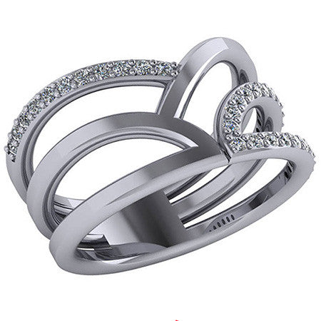 Right Hand Ring - Fancy Split Shank with Moissanite Stones