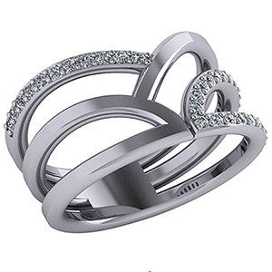 Right Hand Ring - Fancy Split Shank with Moissanite Stones