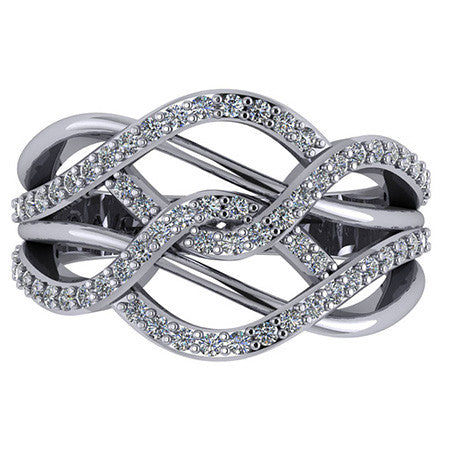 Right Hand Ring - Twisted Split Shank with Moissanite stones