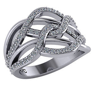 Right Hand Ring - Twisted Split Shank with Moissanite stones