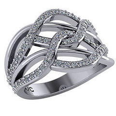 Right Hand Ring - Twisted Split Shank with Moissanite stones