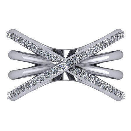 Right Hand Ring - Split Shank with Moissanite stones