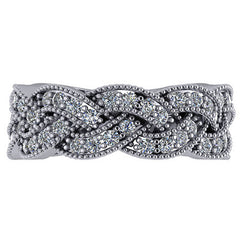 Right Hand Ring - Braided Milgrain with Moissanite stones