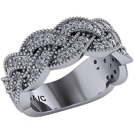 Right Hand Ring - Braided Milgrain with Moissanite stones