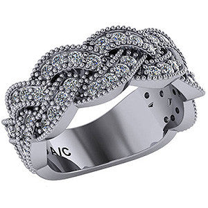 Right Hand Ring - Braided Milgrain with Moissanite stones