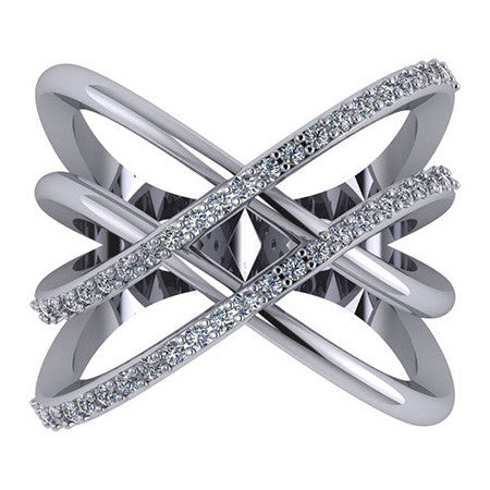 Right Hand Ring - double X Split Shank with Moissnaite
