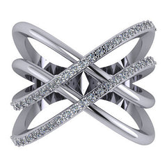 Right Hand Ring - double X Split Shank with Moissnaite