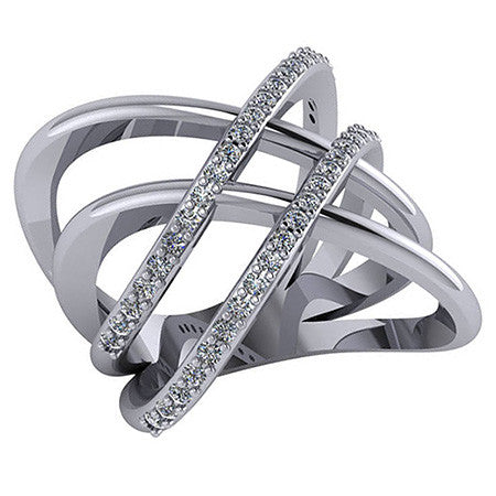 Right Hand Ring - double X Split Shank with Moissnaite