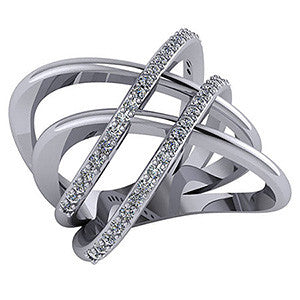 Right Hand Ring - double X Split Shank with Moissnaite