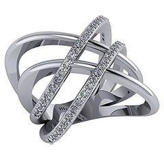 Right Hand Ring - double X Split Shank with Moissnaite