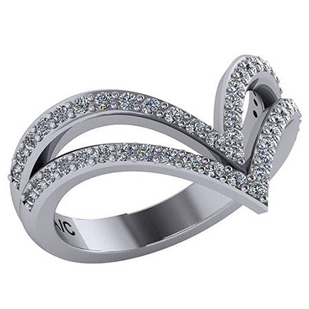 Right Hand Ring - Split Shank V with Moissanite stones