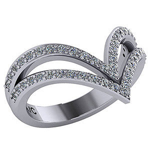 Right Hand Ring - Split Shank V with Moissanite stones