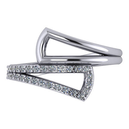 Right Hand Ring - Bypass Split Shank with Moissanite stones