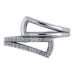 Right Hand Ring - Bypass Split Shank with Moissanite stones