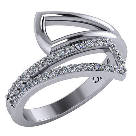 Right Hand Ring - Bypass Split Shank with Moissanite stones