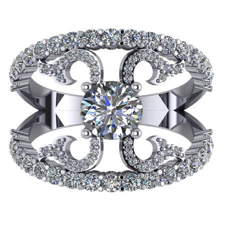 Right Hand Ring - Modern Split Shank with Moissanite stones