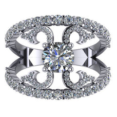 Right Hand Ring - Modern Split Shank with Moissanite stones