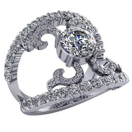 Right Hand Ring - Modern Split Shank with Moissanite stones
