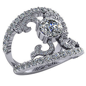 Right Hand Ring - Modern Split Shank with Moissanite stones